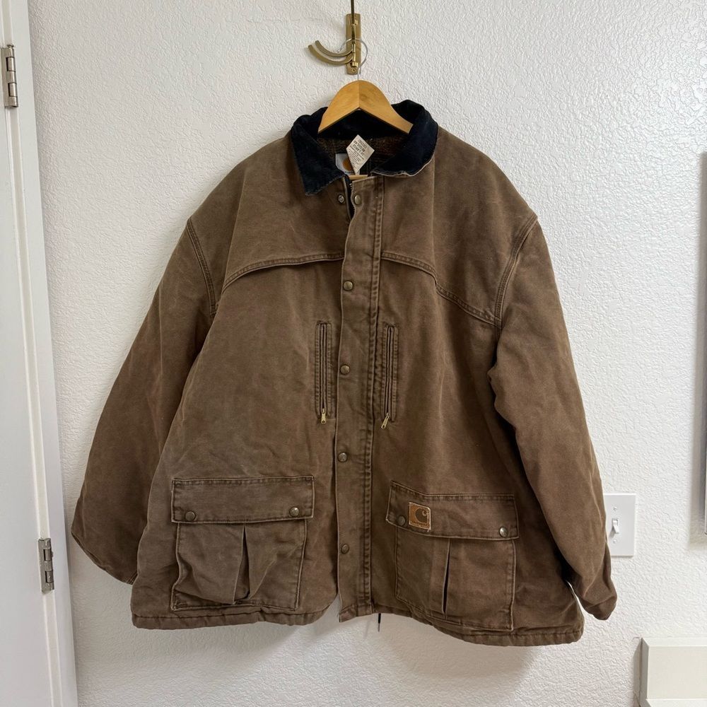 Vintage Carhartt Barn Coat – Brown Duck Canvas, Corduroy Collar, 3XL (CB2582)